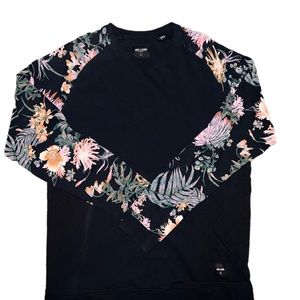 Black Crewneck w/ Floral sleeves